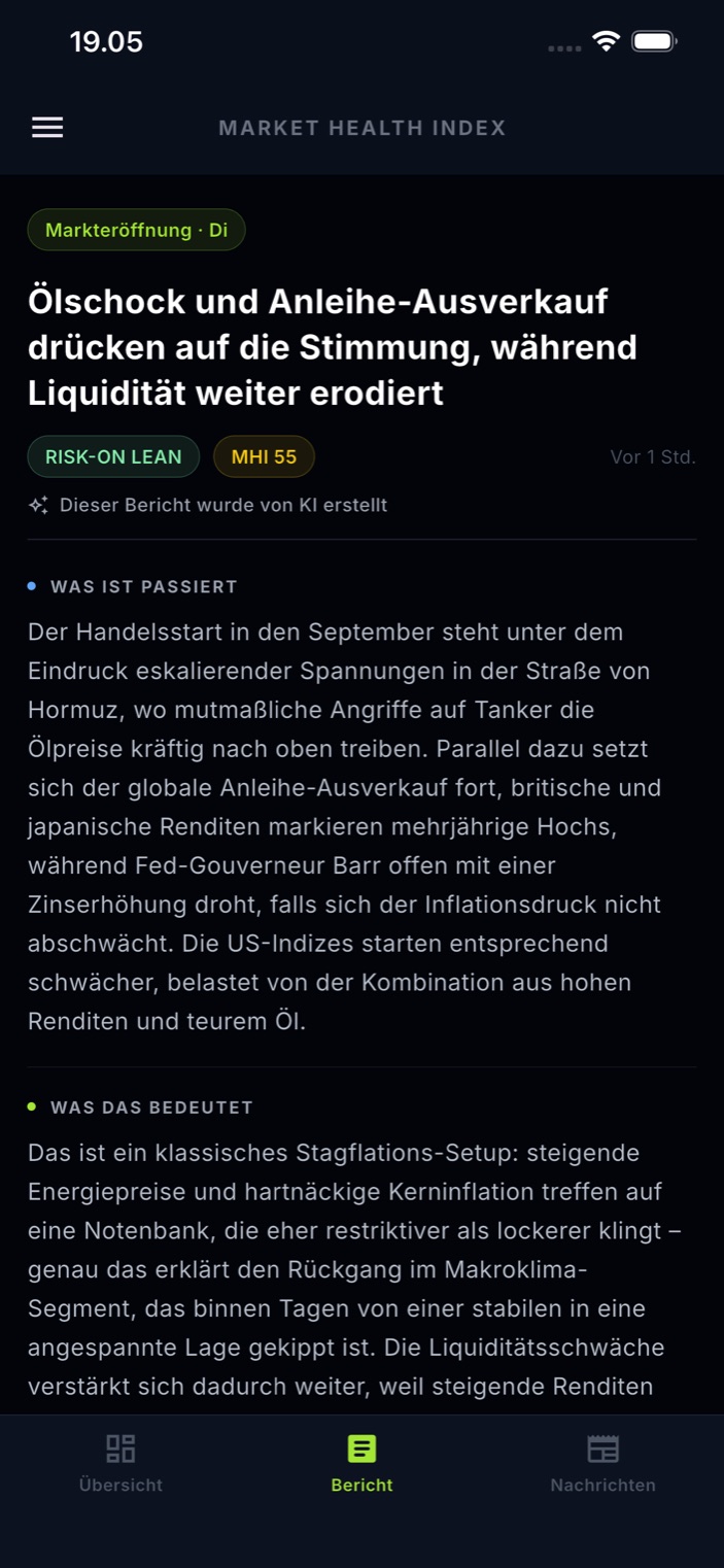 KI-generierter Marktbericht, der erklärt, was passiert ist und warum
